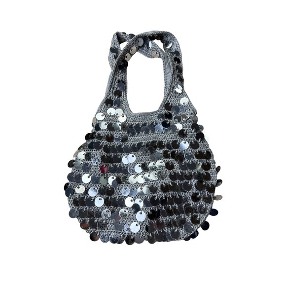 Urban Outfitters Sequin Embellished Silver Tote Bag With Inner Pocket - Picture 1 of 9